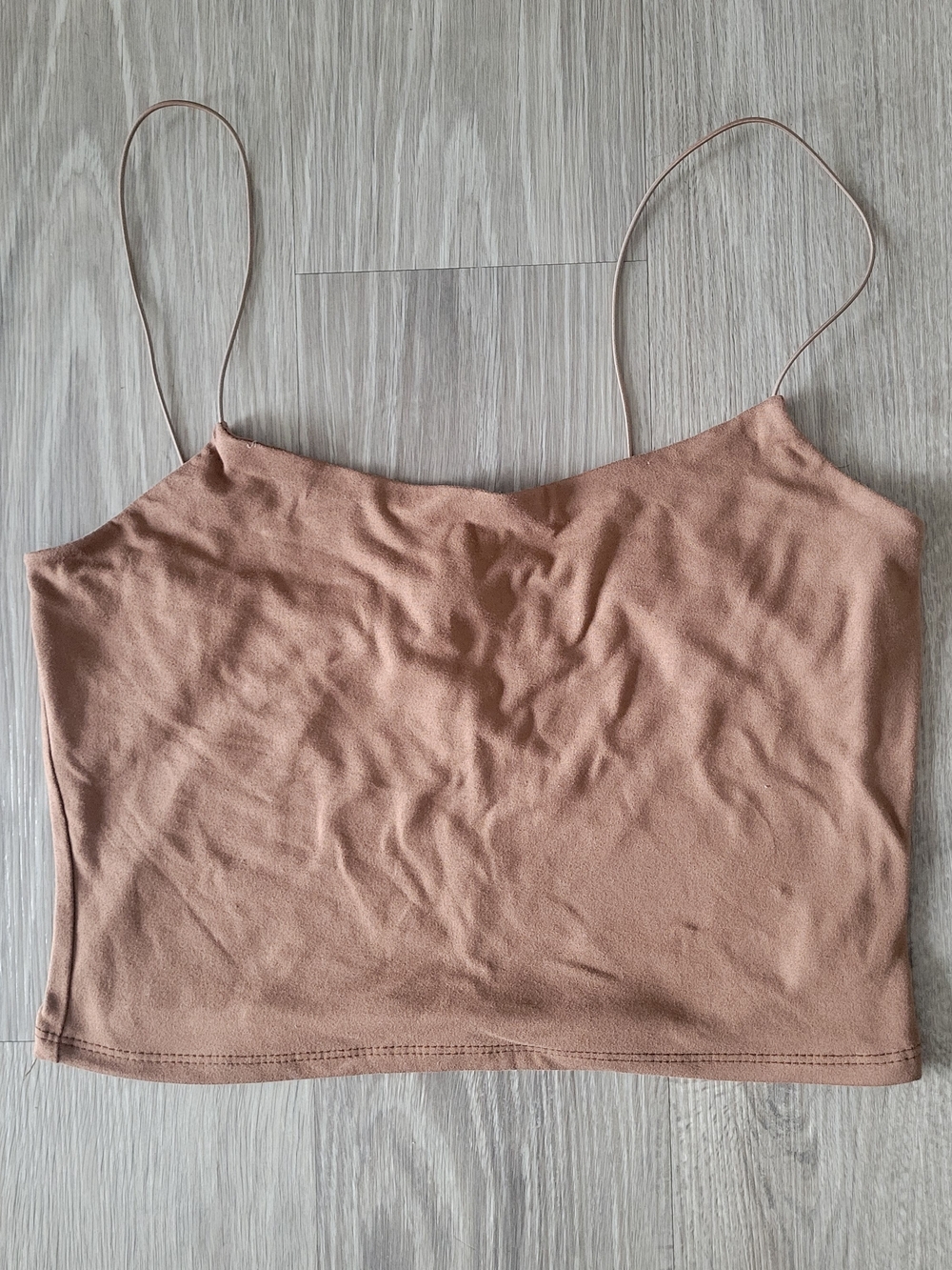 gaze Slim-Strap Super Soft Lounge Crop Camisole in Tan Size Medium
